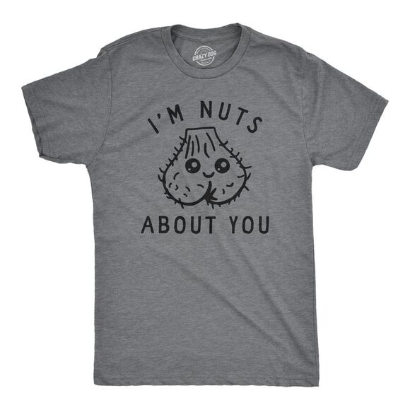 Mens Im Nuts About You T Shirt Funny Hairy Ball Sack Joke Tee for Guys - Picture 1 of 4